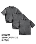 OVERSIZE 300GSM 3-PACK CHARCOAL